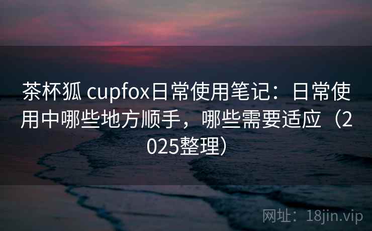 茶杯狐 cupfox日常使用笔记：日常使用中哪些地方顺手，哪些需要适应（2025整理）