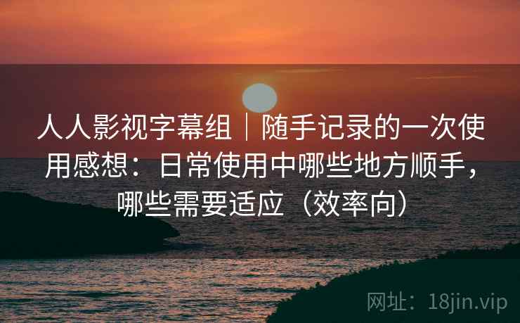 人人影视字幕组｜随手记录的一次使用感想：日常使用中哪些地方顺手，哪些需要适应（效率向）