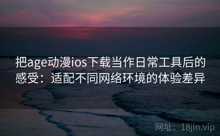 把age动漫ios下载当作日常工具后的感受：适配不同网络环境的体验差异